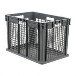Akro-Mils - 3.55 Cu Ft, 150 Lb Load Capacity Gray Polyethylene Tote Container - Stacking, 23.3" Long x 15.8" Wide x 16.1" High - Eagle Tool & Supply