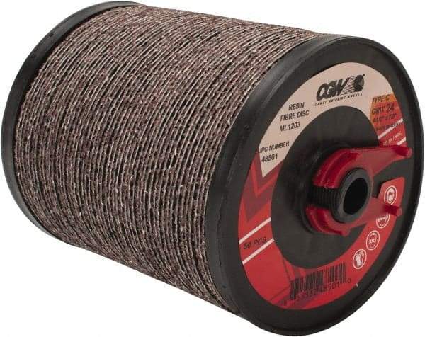 Camel Grinding Wheels - 4-1/2" Diam 7/8" Hole 24 Grit Fiber Disc - Very Coarse Grade, Aluminum Oxide, 13,300 Max RPM - Eagle Tool & Supply