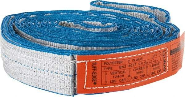 Lift-All - 10' Long x 2" Wide, 12,400 Lb Vertical Capacity, 2 Ply, Nylon Web Sling - 9,900 Lb Choker Capacity - Eagle Tool & Supply