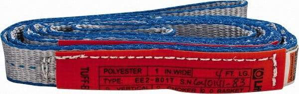 Lift-All - 4' Long x 1" Wide, 3,200 Lb Vertical Capacity, 2 Ply, Polyester Web Sling - 2,500 Lb Choker Capacity - Eagle Tool & Supply