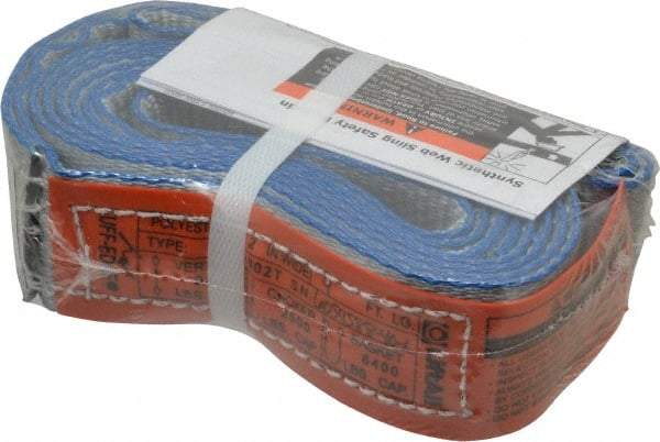 Lift-All - 9' Long x 2" Wide, 3,200 Lb Vertical Capacity, 1 Ply, Polyester Web Sling - 2,500 Lb Choker Capacity - Eagle Tool & Supply