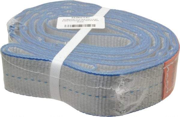 Lift-All - 7' Long x 2" Wide, 6,400 Lb Vertical Capacity, 2 Ply, Polyester Web Sling - 5,000 Lb Choker Capacity - Eagle Tool & Supply