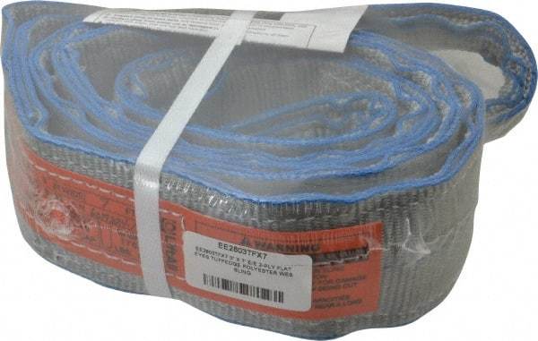 Lift-All - 7' Long x 3" Wide, 8,600 Lb Vertical Capacity, 2 Ply, Polyester Web Sling - 6,900 Lb Choker Capacity - Eagle Tool & Supply