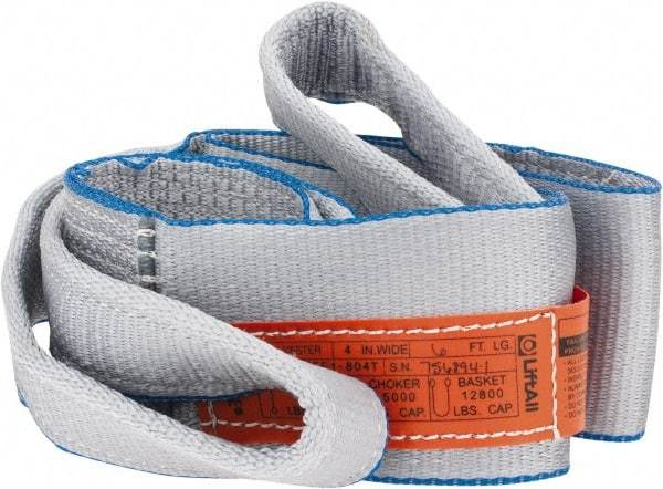Lift-All - 6' Long x 4" Wide, 6,400 Lb Vertical Capacity, 1 Ply, Polyester Web Sling - 5,000 Lb Choker Capacity - Eagle Tool & Supply