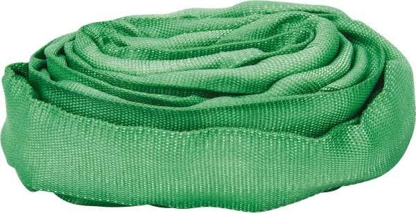 Lift-All - 6' Long x 1-3/8" Wide, 5,300 Lb Vertical Capacity, Polyester Web Sling - 4,200 Lb Choker Capacity, 7/8" Diam Chain, Green - Eagle Tool & Supply