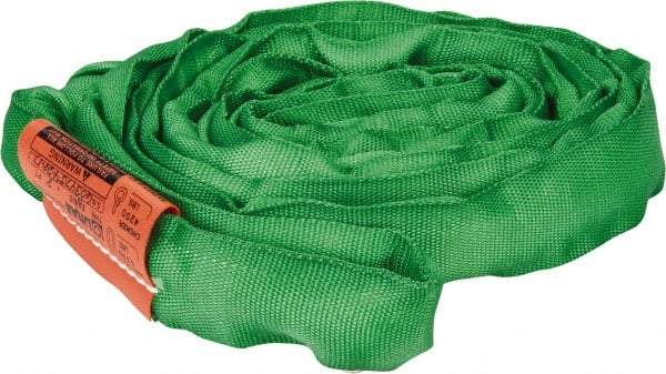 Lift-All - 8' Long x 1-3/8" Wide, Polyester Web Sling - 4,200 Lb Choker Capacity, 7/8" Diam Chain, Green - Eagle Tool & Supply