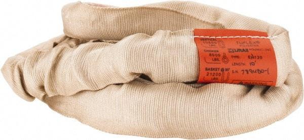 Lift-All - 10' Long x 1-7/8" Wide, Polyester Web Sling - 8,500 Lb Choker Capacity, 1-1/8" Diam Chain, Tan - Eagle Tool & Supply