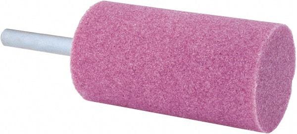 Tru-Maxx - 1-1/4" Head Diam x 2-1/2" Thickness, W233, Cylinder End, Aluminum Oxide Mounted Point - Pink, Medium Grade, 60 Grit, 14,250 RPM - Eagle Tool & Supply