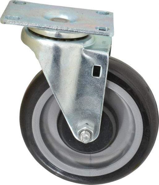 Fairbanks - 5" Diam x 1-1/4" Wide x 6-15/32" OAH Top Plate Mount Swivel Caster - Polyurethane, 275 Lb Capacity, Ball Bearing, 2-7/8 x 3-5/8" Plate - Eagle Tool & Supply