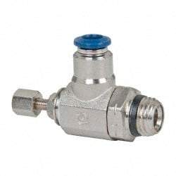 Value Collection - 145 Max psi, Meter Out Screw Adjusted Flow Control Valve - Buna N O Ring, 1/4" Tube Outside Diam - Eagle Tool & Supply