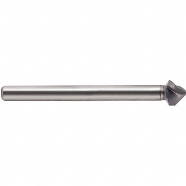 SpyroTec 12.4mm Head Diam, 2.8mm Cut Diam, 8mm Shank Diam, 3 Flute 90° High Speed Steel Countersink TiAlN Finish, Single End, 8mm Straight Shank, Right Hand Cut