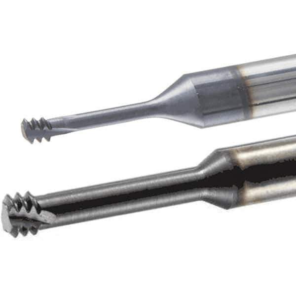 Iscar - #2-56 UNC, UNF, 0.065" Cutting Diam, 3 Flute, Solid Carbide Helical Flute Thread Mill - Internal Thread, 6.6mm LOC, 58mm OAL, 6mm Shank Diam - Eagle Tool & Supply