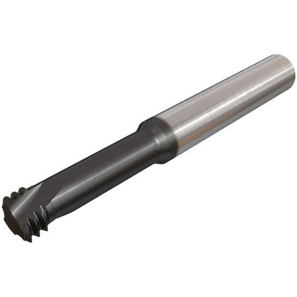 Iscar - 1/4-20 UNC, 0.187" Cutting Diam, 3 Flute, Solid Carbide Helical Flute Thread Mill - Internal Thread, 3/4" LOC, 58mm OAL, 6mm Shank Diam - Eagle Tool & Supply
