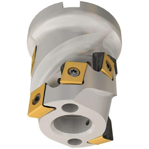 Iscar - 8 Inserts, 1.968" Cut Diam, 1" Arbor Diam, 1.85" Max Depth of Cut, Indexable Square-Shoulder Face Mill - 0/90° Lead Angle, 2.618" High, T490 LN.. 1306 Insert Compatibility, Through Coolant, Series Helitang - Eagle Tool & Supply