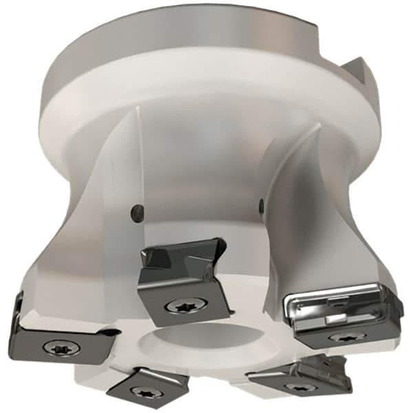 Iscar - 6 Inserts, 80mm Cut Diam, 27mm Arbor Diam, 3mm Max Depth of Cut, Indexable Square-Shoulder Face Mill - 0/90° Lead Angle, 50mm High, HTP LNHT 1006 Insert Compatibility, Through Coolant, Series TangPlunge - Eagle Tool & Supply