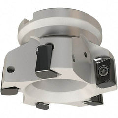 Iscar - 5 Inserts, 100mm Cut Diam, 32mm Arbor Diam, 16.3mm Max Depth of Cut, Indexable Square-Shoulder Face Mill - 0/90° Lead Angle, 50mm High, H490 AN.X 17 Insert Compatibility, Through Coolant, Series Helido - Eagle Tool & Supply