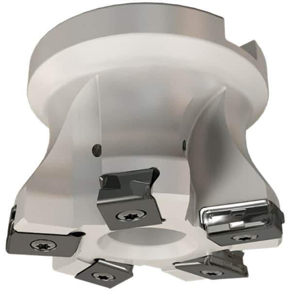 Iscar - 6 Inserts, 80mm Cut Diam, 32mm Arbor Diam, 3mm Max Depth of Cut, Indexable Square-Shoulder Face Mill - 0/90° Lead Angle, 50mm High, HTP LNHT 1006 Insert Compatibility, Through Coolant, Series TangPlunge - Eagle Tool & Supply