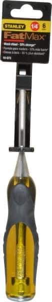 Stanley - 9" OAL x 1/4" Blade Width Wood Chisel - 1/4" Tip, Acetate & Rubber Grip Handle - Eagle Tool & Supply