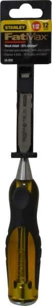 Stanley - 9" OAL x 1/2" Blade Width Wood Chisel - 1/2" Tip, Acetate & Rubber Grip Handle - Eagle Tool & Supply