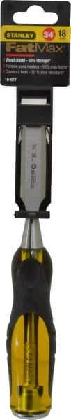 Stanley - 9" OAL x 3/4" Blade Width Wood Chisel - 3/4" Tip, Acetate & Rubber Grip Handle - Eagle Tool & Supply
