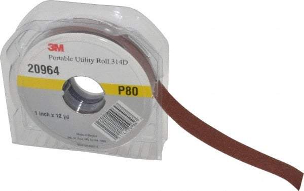 3M - 1" x 12 Yd 80 Grit Aluminum Oxide Cloth Roll - Medium Grade, J Weighted Backing - Eagle Tool & Supply