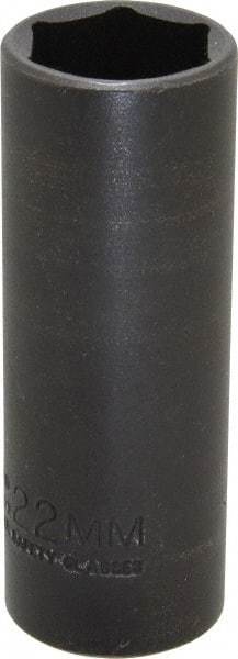 Proto - 1/2" Drive 22mm Deep Thin Wall Impact Socket - 6 Points, 3-1/2" OAL - Eagle Tool & Supply