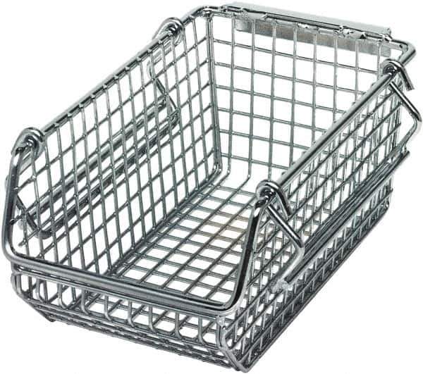 Quantum Storage - 175 Lb. Load Capacity, 7-1/4" Deep, Chrome Hopper Stacking Bin - 3" High x 4-1/4" Wide x 7-1/4" Long - Eagle Tool & Supply