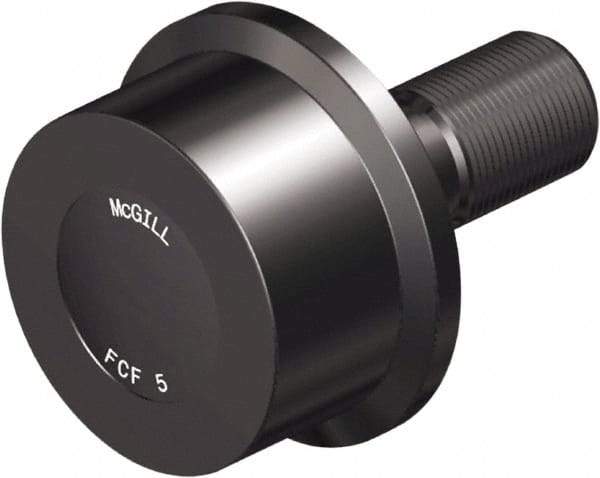 McGill - 1-1/2" Roller Diam x 1-3/16" Width, 5/8" Stud Diam x 1-1/2" Length, Flanged Load Roller - Steel, 3/4" Thread Length, 5/8-18 Thread, 2.69" OAL, 2,520 Lb Dynamic Cap, 1,370 Lb Static Cap - Eagle Tool & Supply