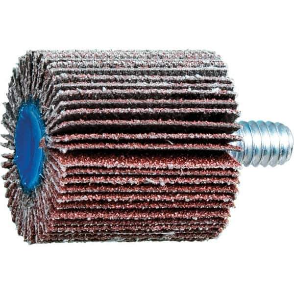 PFERD - 1" Diam x 1" Face Width, Aluminum Oxide Coated Mounted Flap Wheel - 1/4-20 Threaded Mount, 80 Grit, 25,000 Max RPM - Eagle Tool & Supply