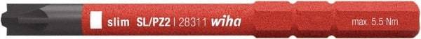Wiha - 6mm Drive, #2 Reversible Pozidriv/Slotted Screwdriver Bit - 75mm OAL - Eagle Tool & Supply