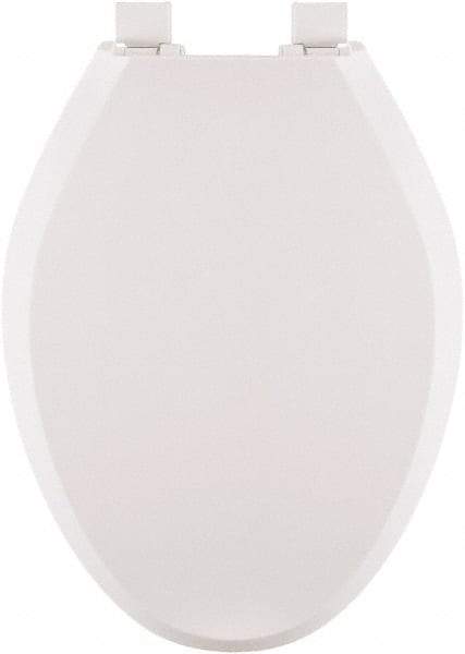CENTOCO - 18.6 Inch Long, 1-3/4 Inch Inside Width, Polypropylene, Elongated, Closed Front with Cover, Toilet Seat - 14 Inch Outside Width, Residential Installation, White - Eagle Tool & Supply