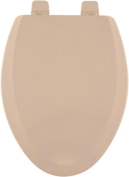 CENTOCO - 18.9 Inch Long, 2 Inch Inside Width, Polypropylene and Wood Plastic Composite, Elongated, Closed Front with Cover, Toilet Seat - 14 Inch Outside Width, Residential Installation, Bone and Almond - Eagle Tool & Supply