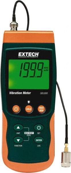 Extech - 10Hz to 1kHz (mm), LCD Vibration Meter Datalogger - 6 AA Batteries - Eagle Tool & Supply