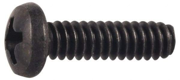 Made in USA - #8-32 UNC, 7/8" Length Under Head Phillips Drive Machine Screw - Pan Head, Grade 300 Stainless Steel, Black Oxide Finish, Without Washer - Eagle Tool & Supply