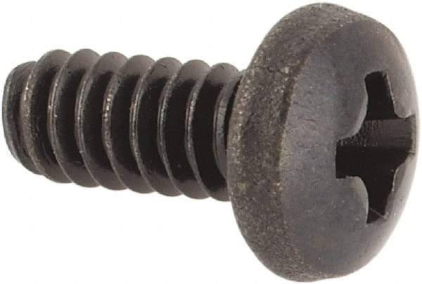Made in USA - #4-40 UNC, 1/4" Length Under Head Phillips Drive Machine Screw - Pan Head, Grade 300 Stainless Steel, Black Oxide Finish, Without Washer - Eagle Tool & Supply