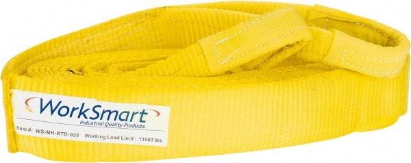 Value Collection - 30' Long x 3" Wide, 27,000 Lb Basket Capacity, 1 Ply, Polyester Web Sling - Yellow - Eagle Tool & Supply