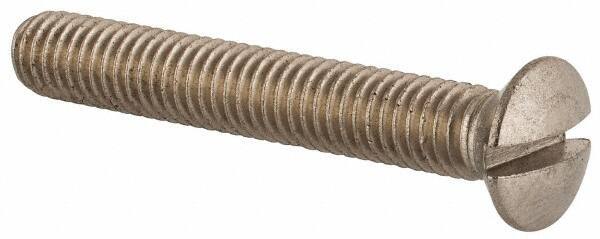 Value Collection - M6x1.00 Metric Coarse, 40mm OAL Slotted Drive Machine Screw - Oval Head, Grade 18-8 & A2 Stainless Steel, Uncoated, Without Washer - Eagle Tool & Supply