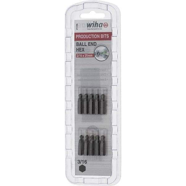 Wiha - 1/4" Drive, Hex Inch Screwdriver Bit - 1" OAL - Eagle Tool & Supply