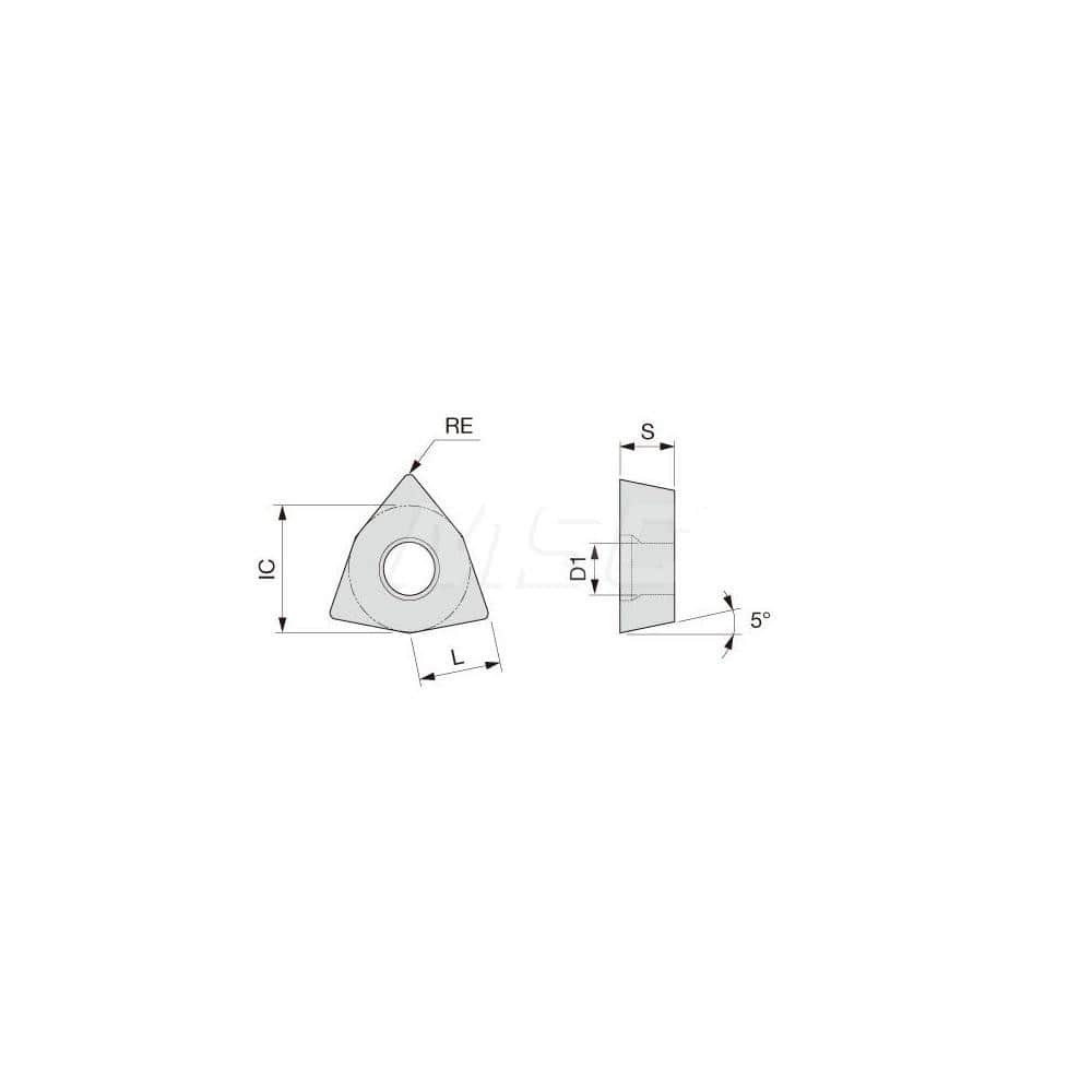 Turning Insert: WBGT520.5L-W08 GH110, Solid Carbide TiCNO Finish, Left Hand, 0.0080″ Corner Radius, 80.0 ° N/A Trigon, Series WBGT