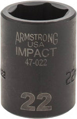 Armstrong - 1/2" Drive 22mm Standard Impact Socket - 6 Points, 1-5/8" OAL - Eagle Tool & Supply