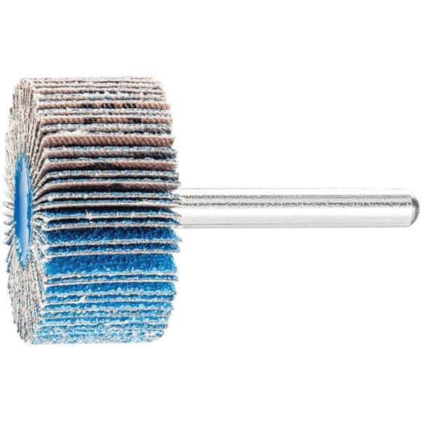 PFERD - 1-1/2" Diam x 1" Face Width, Aluminum Oxide Coated Mounted Flap Wheel - 1/4" Shank Mount, 80 Grit, 25,000 Max RPM - Eagle Tool & Supply