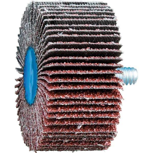 PFERD - 2" Diam x 1" Face Width, Aluminum Oxide Coated Mounted Flap Wheel - 1/4-20 Threaded Mount, 40 Grit, 23,000 Max RPM - Eagle Tool & Supply