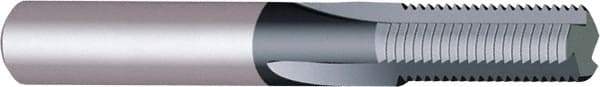 Vargus - 1/4-18 Thread, 5/16" Shank Diam, TiAlN Coating, Solid Carbide Straight Flute Thread Mill - 3 Flutes, 2.48" OAL, 1/4" Min Noml Diameter - Eagle Tool & Supply