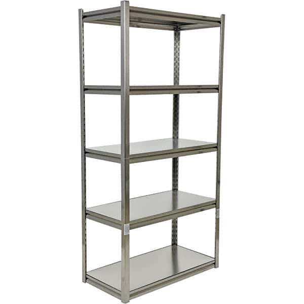 Vestil - 5 Shelf Steel Shelving - 600 Lb Capacity, 18" Wide x 72" High x 36" Deep, Gray - Eagle Tool & Supply