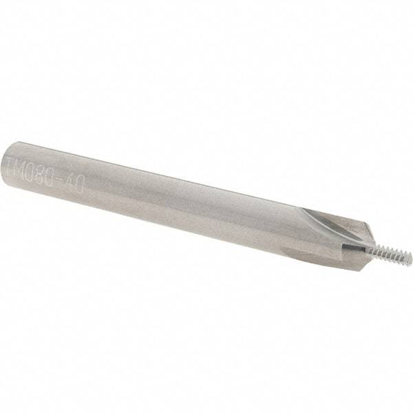 Scientific Cutting Tools - #4-40 Thread, 1/4" Shank Diam, Bright Coating, Solid Carbide Straight Flute Thread Mill - 3 Flutes, 2-1/2" OAL, #4 Min Noml Diameter - Eagle Tool & Supply