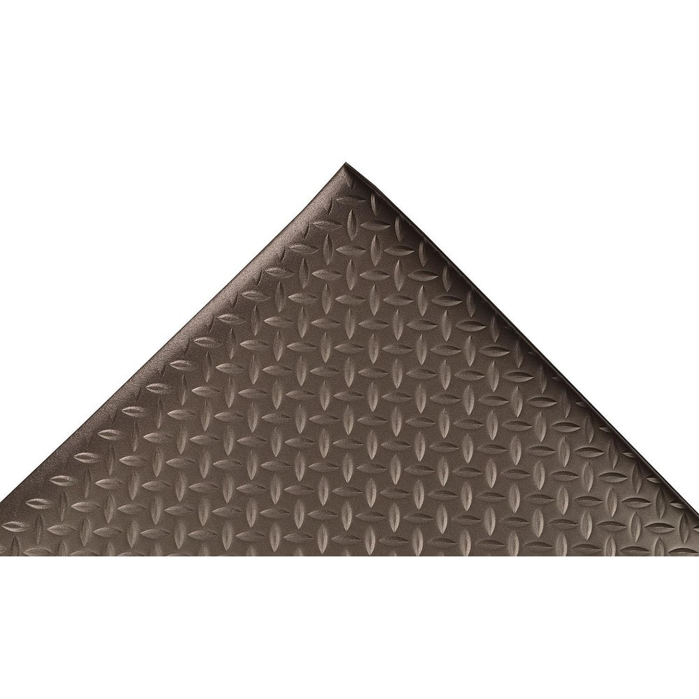 Anti-Fatigue Mat: 720.0000″ Length, 48.0000″ Wide, 1/2″ Thick, Closed Cell Polyvinylchloride, Beveled Edge, Medium Duty Raised Diamond, Black, Dry