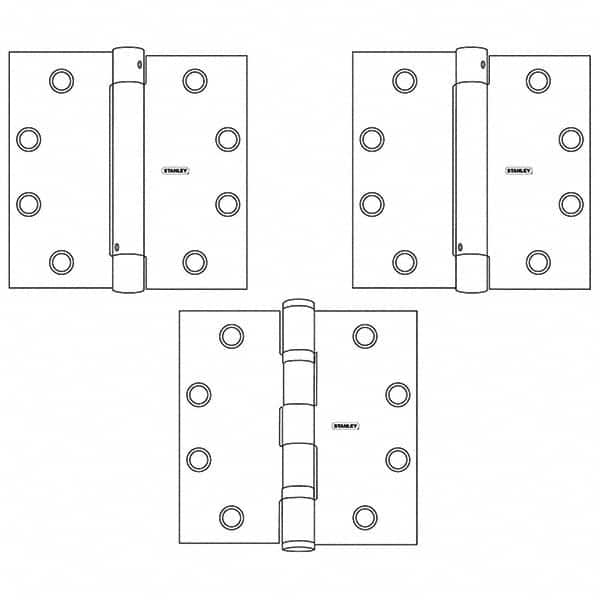 Stanley - 4-1/2" Long x 4-1/2" Wide Grade 1 Steel Full Mortise Spring Commercial Hinge - Eagle Tool & Supply