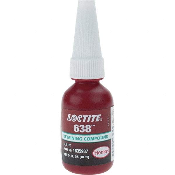 Loctite - 10 mL, Red, High Strength Retaining Compound - Series 638 - Eagle Tool & Supply