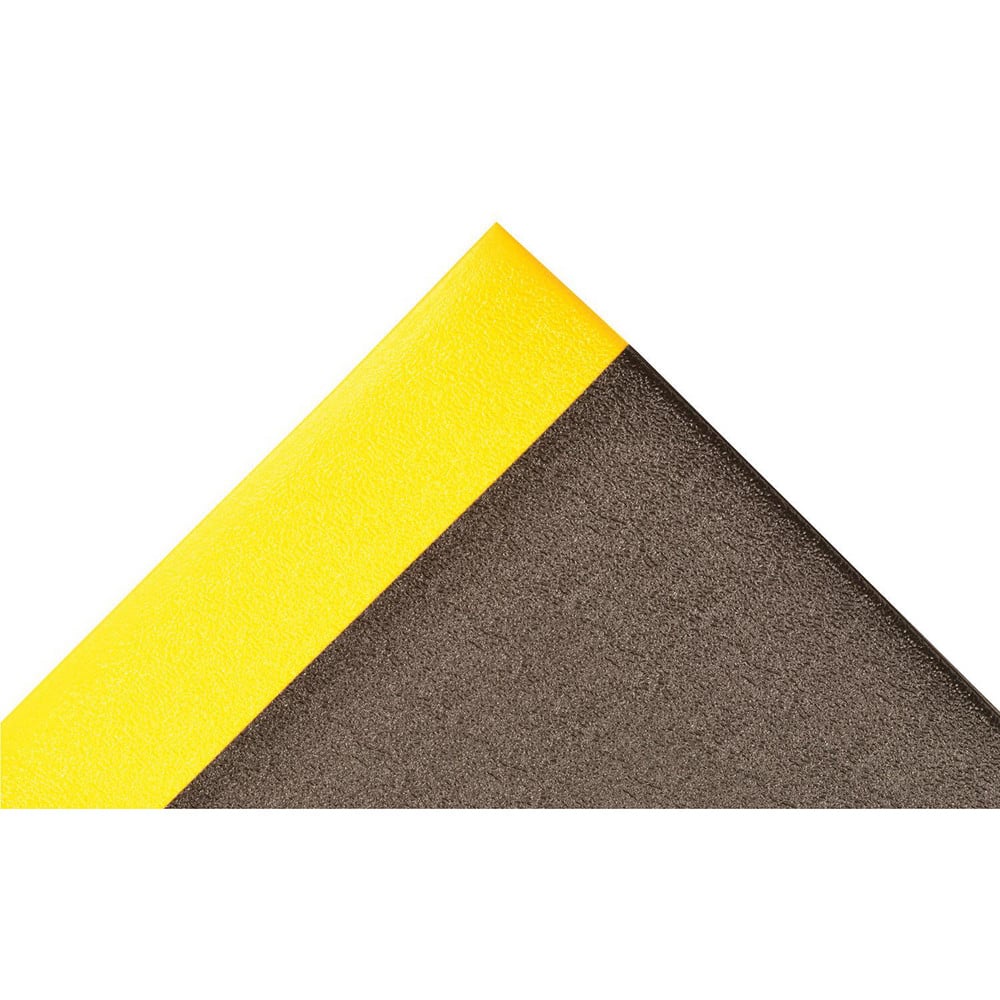 Anti-Fatigue Mat: 720.0000″ Length, 36.0000″ Wide, 3/8″ Thick, Closed Cell Polyvinylchloride, Beveled Edge, Medium Duty Pebbled, Black & Yellow, Dry