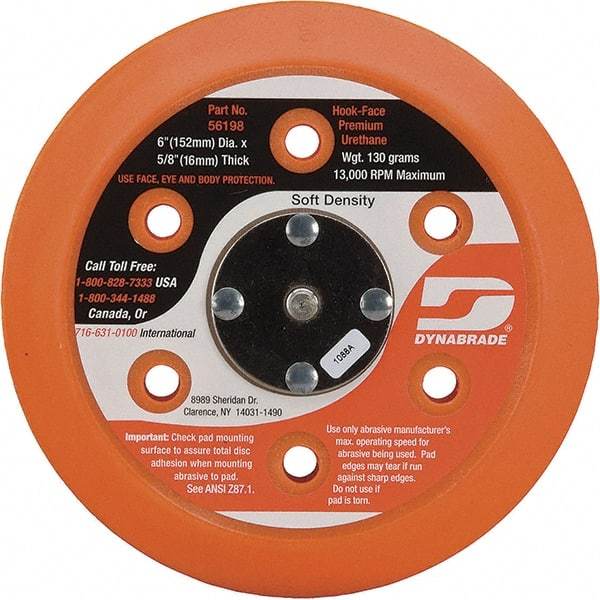 Dynabrade - 6" Diam Disc Backing Vacuum Replacement Pad - Soft Density, 13,000 RPM - Eagle Tool & Supply